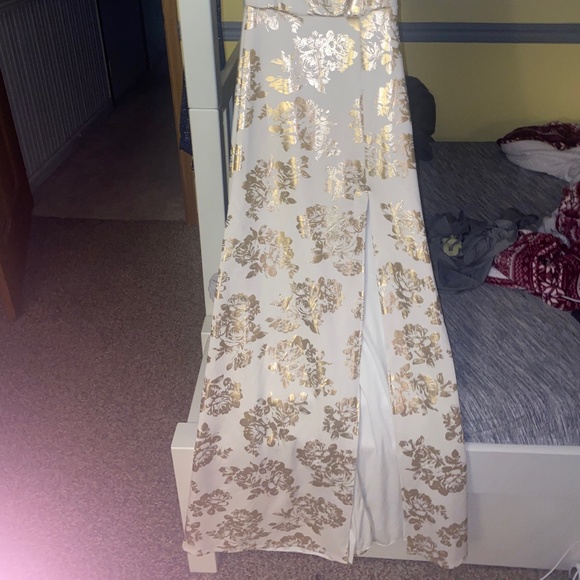Windsor White and Gold Prom Dress - Picture 2 of 3